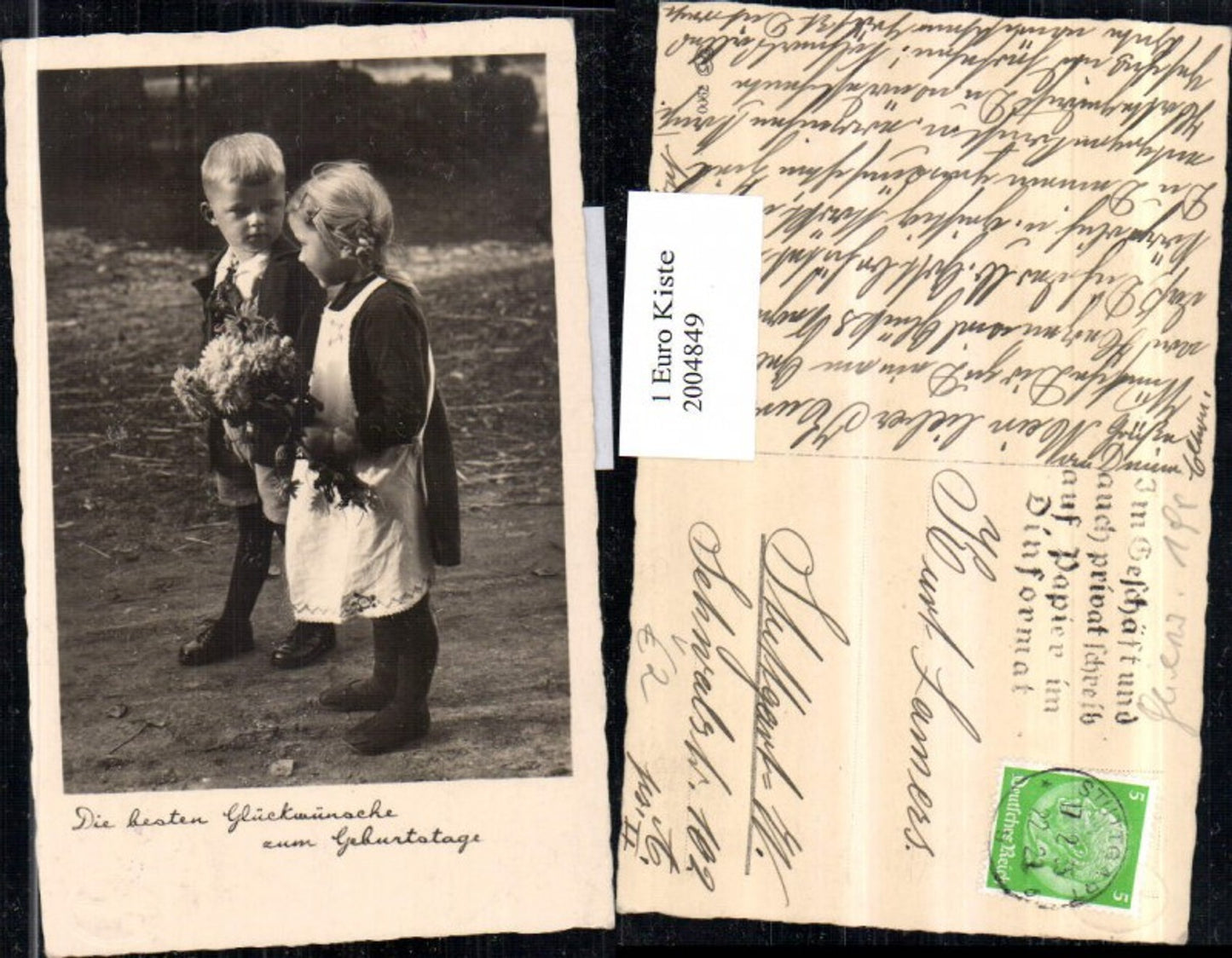2004849,Geburtstag Mädchen u. Junge m. Blumenstrauß pub EAS 7900