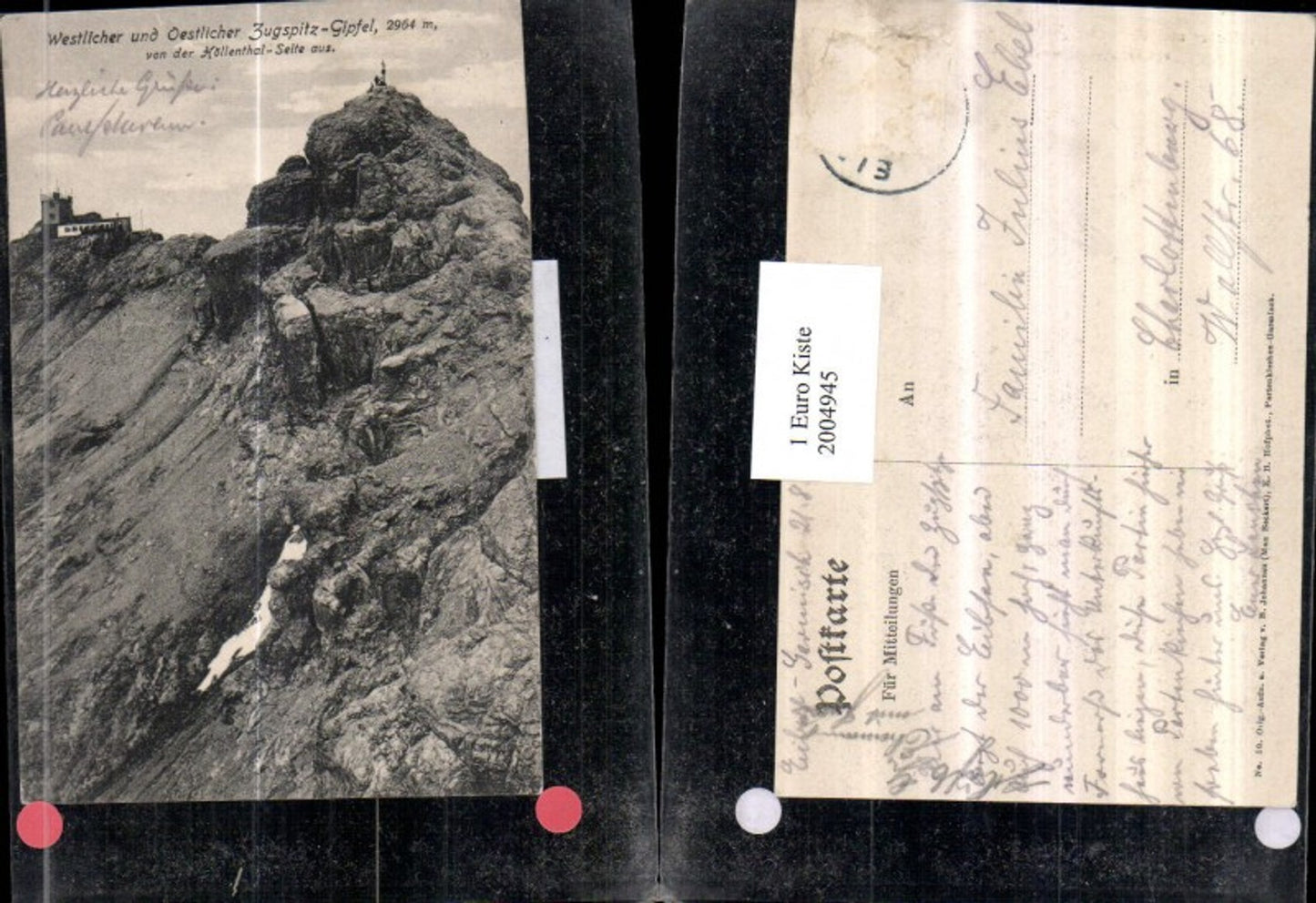 2004945,Westlicher u. Östlicher Zugspitz-Gipfel v. d. Höllental-Seite aus b. Garmisch-Partenkirchen