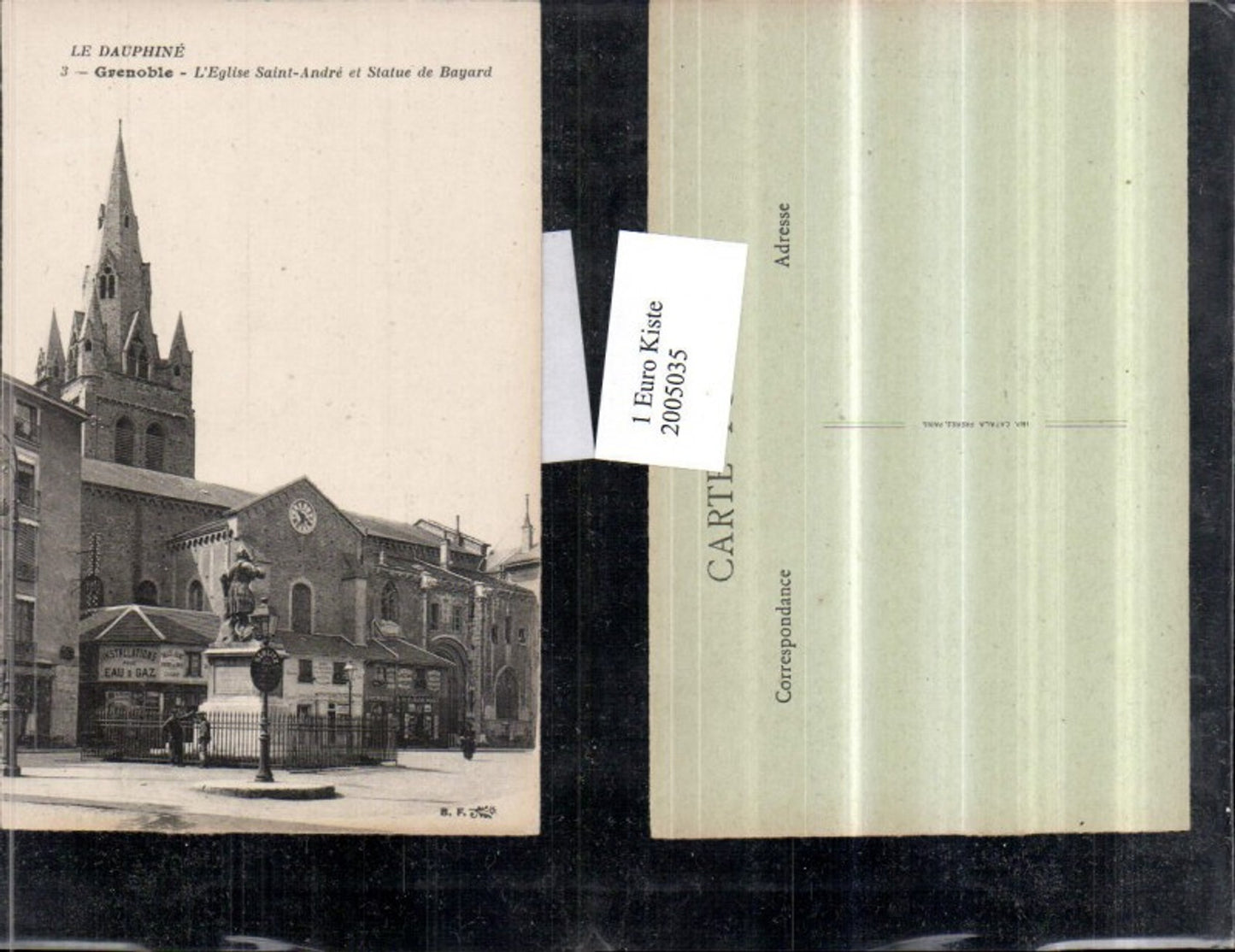 2005035,Le Dauphine Grenoble l'Eglise Saint-Andre et Statue de Bayard Kirche