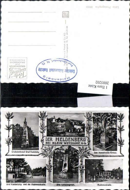 2005202,Heldenberg b. Klein Wetzdorf Totale Grabdenkmal Graf Radetzky Kreuz Ruhmeshalle Mehrbildkarte