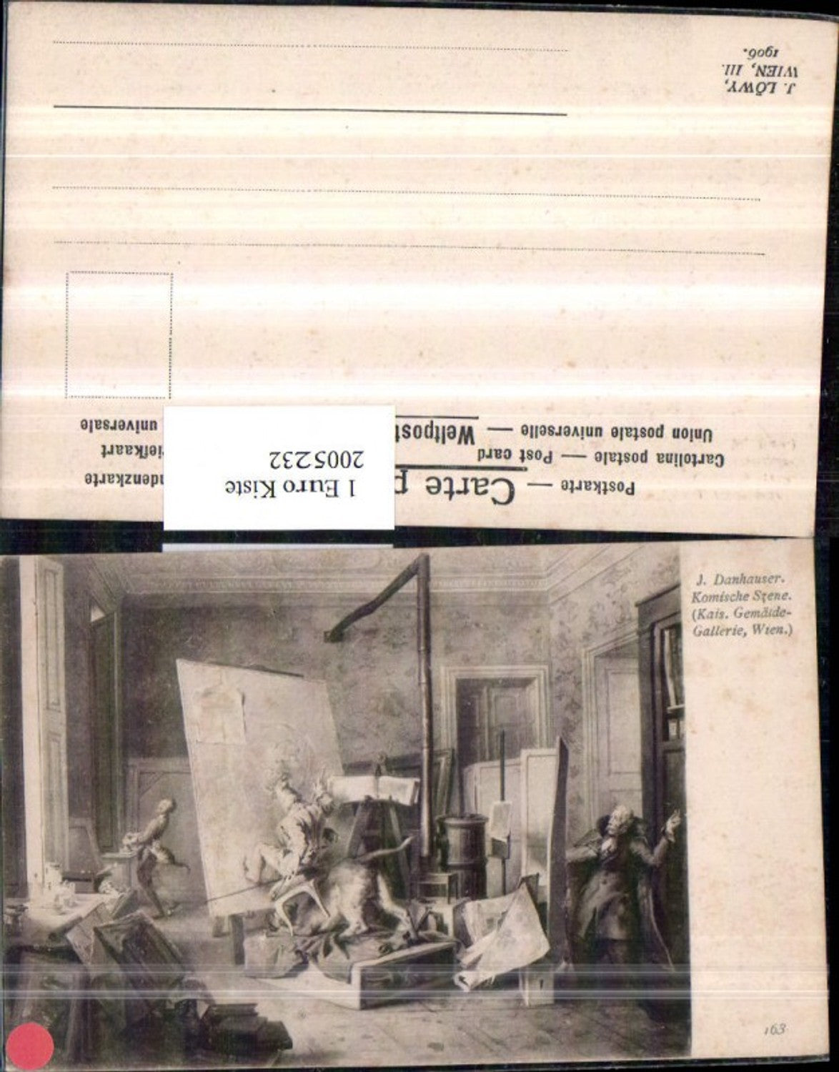 2005232,Künstler AK J. Danhauser Komische Szene Gemälde im Museum Wien