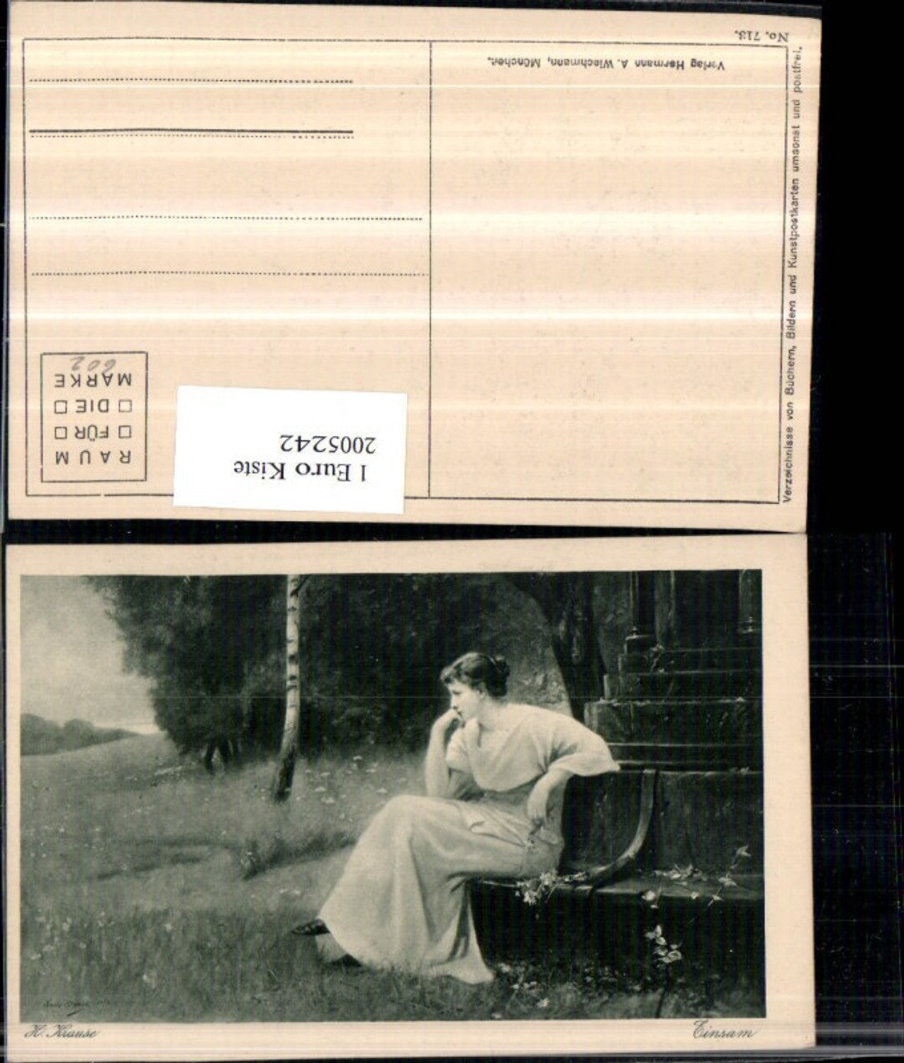 2005242,Künstler AK Hans Krause Einsam Frau m. Kleid hat Sehnsucht