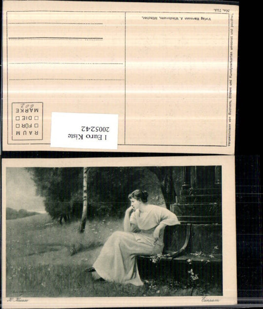 2005242,Künstler AK Hans Krause Einsam Frau m. Kleid hat Sehnsucht