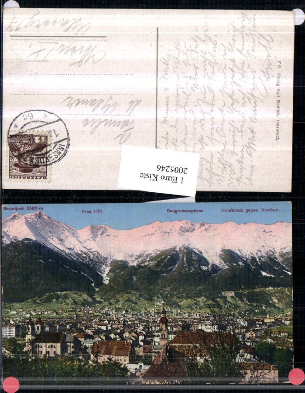 2005246,Innsbruck Totale geg. Norden m. Brandjoch Frau Hitt u. Seegrubenspitzen