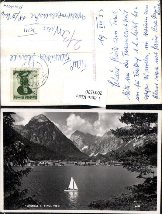 2005370,Achensee in Tirol Partie Segelboot Bergkulisse