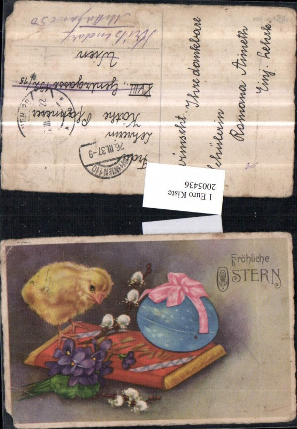 2005436,Ostern Küken Osterei Palmzweig Veilchen