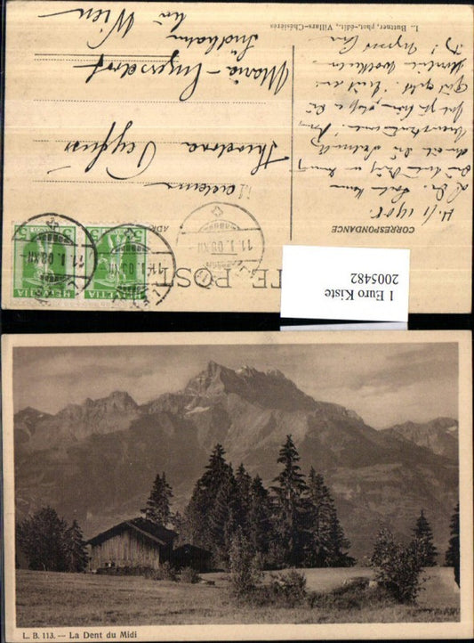 2005482,La Dent du Midi Holzhütte Bergkulisse