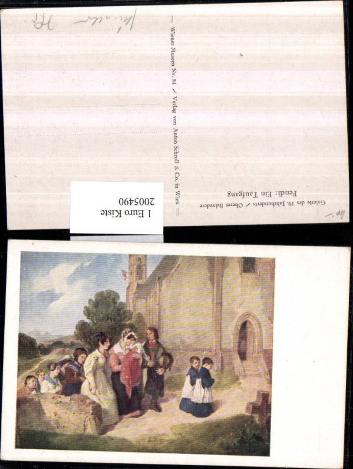 2005490,Künstler AK Fendi Ein Taufgag Familie am Weg zur Kirche