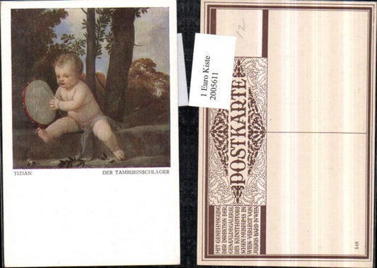 2005611,Künstler AK Tizian Der Tamburinschläger Kind Akt Tamburin