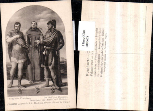 2005628,Künstler AK Bonifazio Veneziano Die Heiligen Romanus Franciscus v. Assisi u. Melchior Gemälde