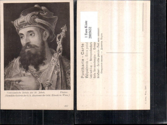 2005632,Künstler AK Pilatus m. Kopfschmuck Portrait Gemälde