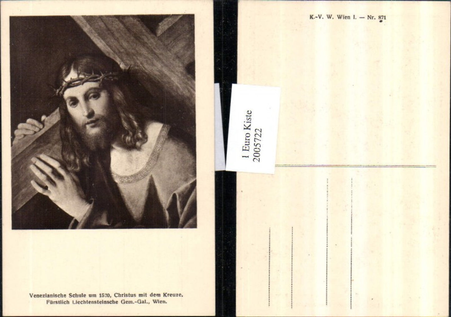 2005722,Künstler AK Christus mit dem Kreuze u. Dornenkrone