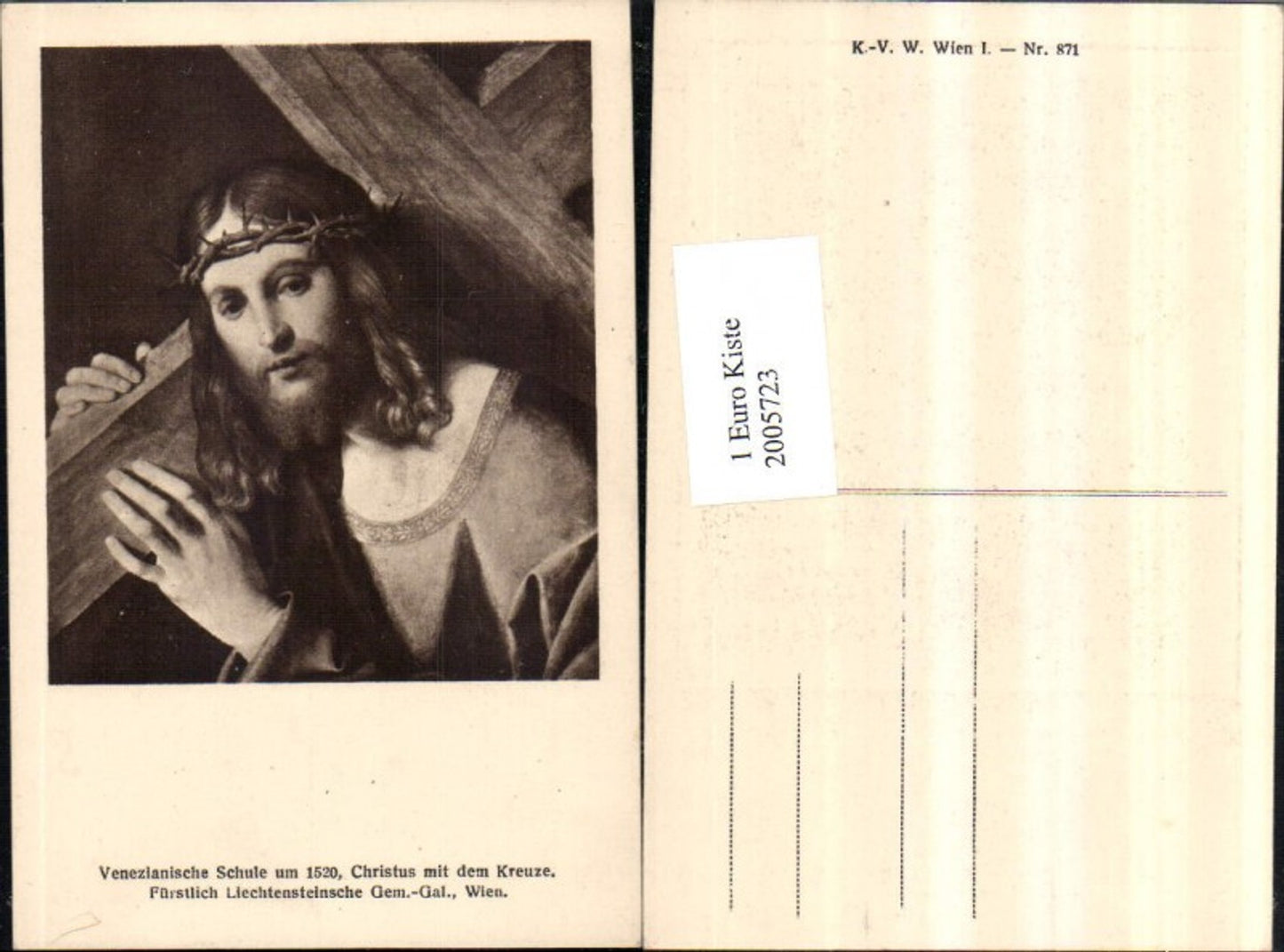 2005723,Künstler AK Christus mit dem Kreuze u. Dornenkrone