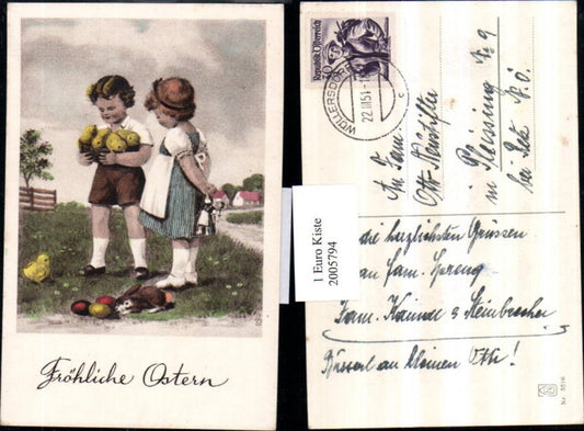 2005794,Ostern Kinder m. Küken Puppe Hase Ostereier