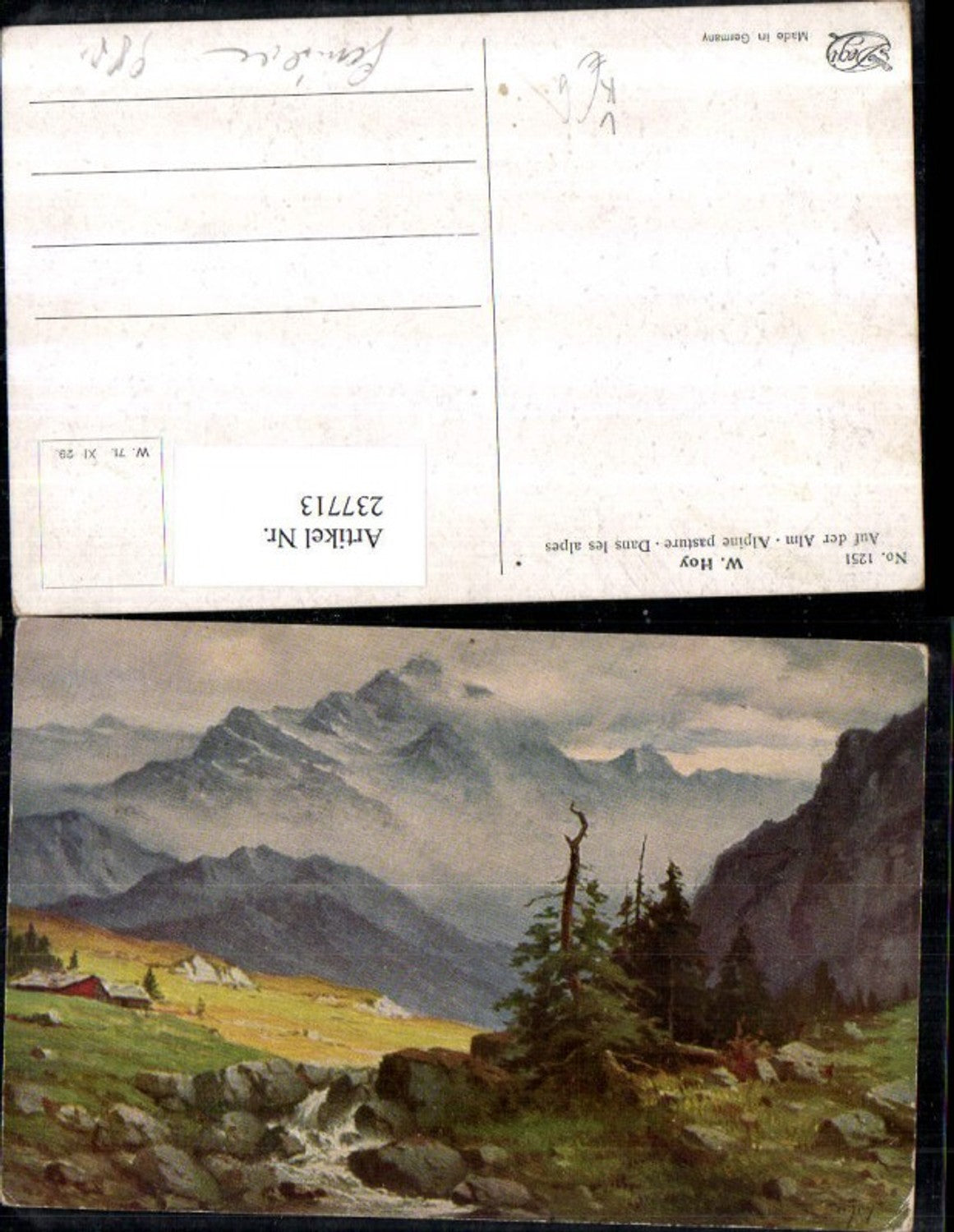 237713,Degi AK 1251 Künstler W. Hoy Auf d. Alm Landschaft Bergkulisse