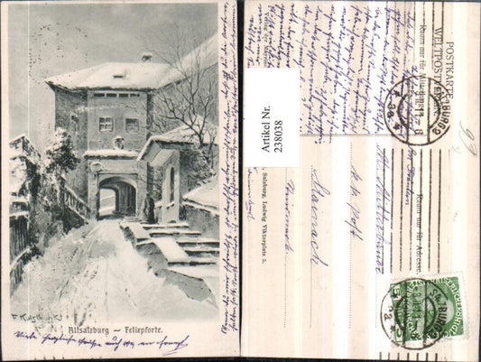 238038,Künstler AK F. Kulstrunk Salzburg Felixpforte Winterbild