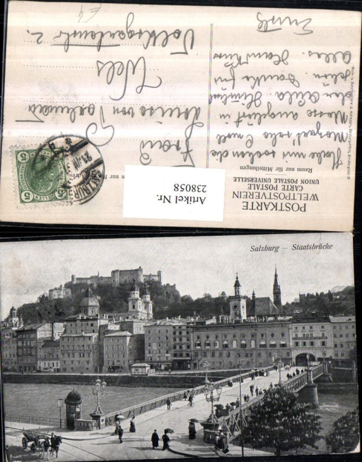 238058,Salzburg Teilansicht Festung Staatsbrücke Brücke