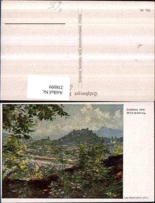 238099,Künstler AK Leo Reifenstein Salzburg Teilansicht v. Mönchsberg