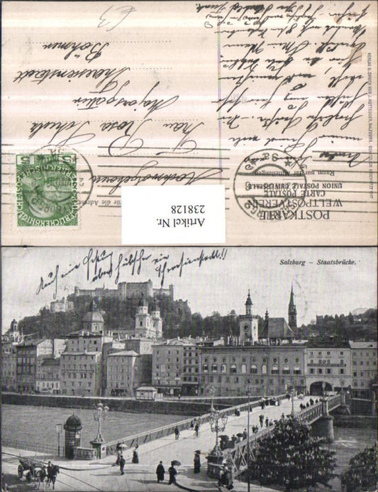 238128,Salzburg Teilansicht Staatsbrücke Brücke u. Festung