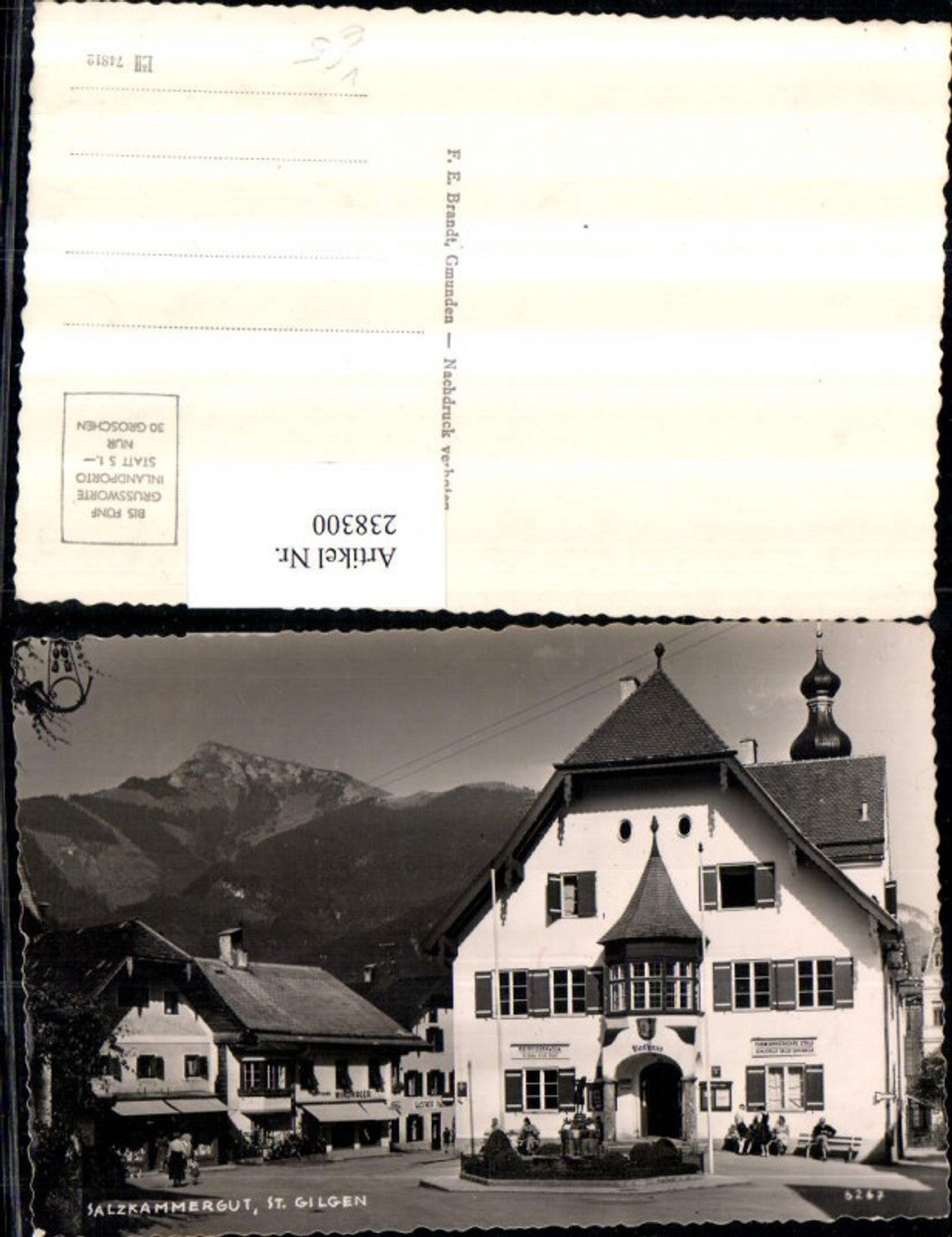 238300,St. Gilgen Rathaus Gasthaus Windhager pub F. E. Brandt 6267