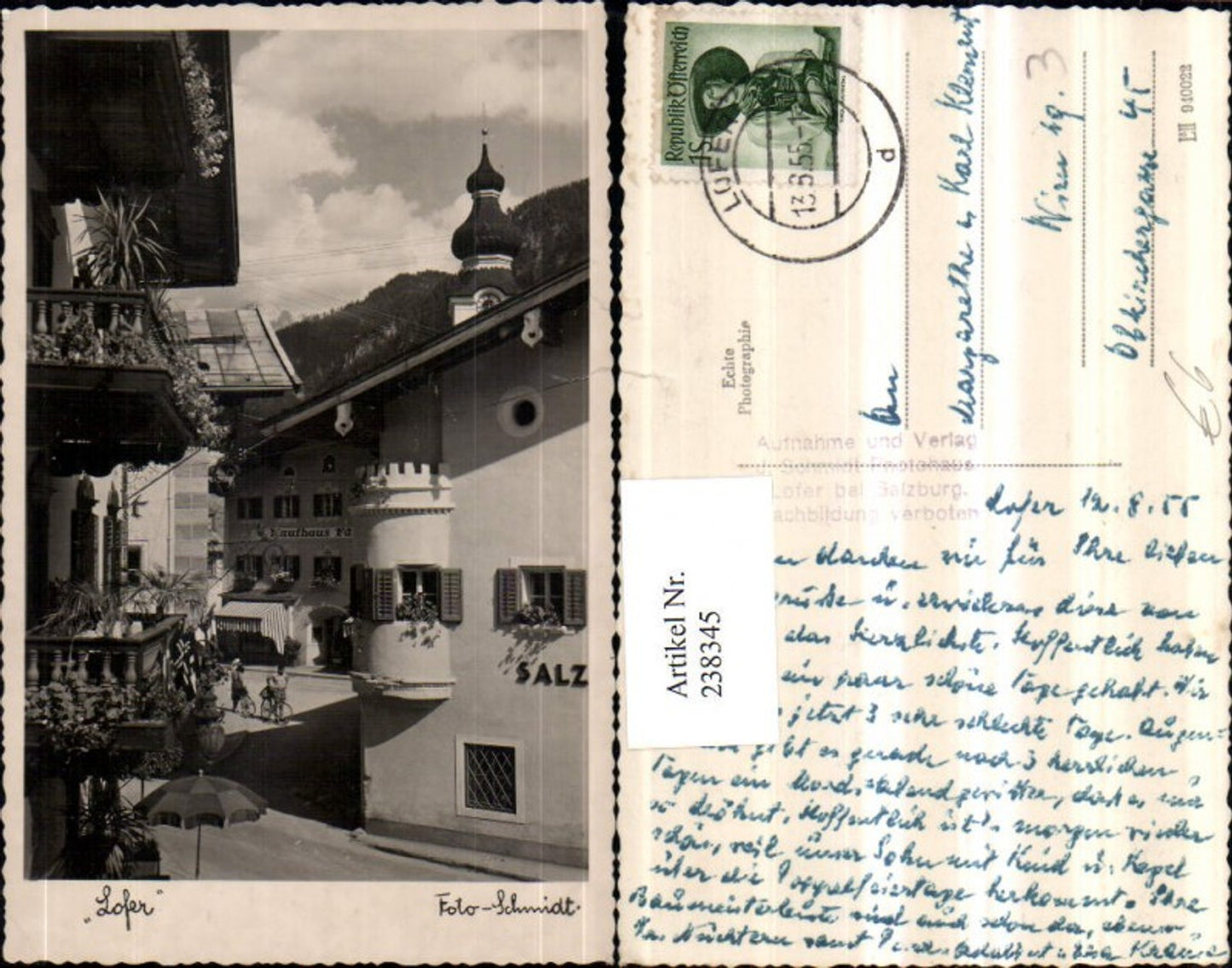 238345,Lofer Kaufhaus Erker Kirchenturm