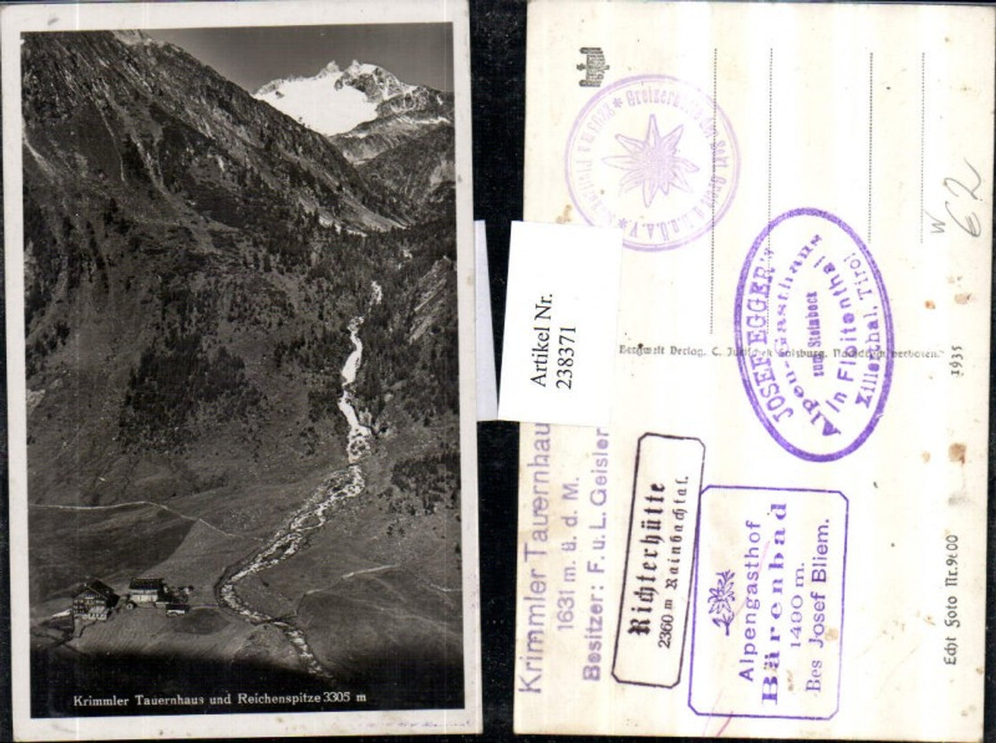 238371,Krimmler Tauernhaus u. Reichenspitze b. Krimml