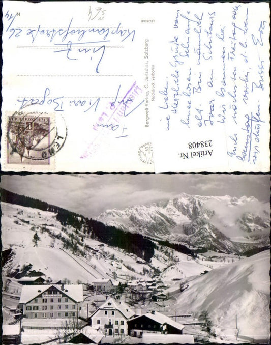 238408,Dienten am Hochkönig Teilansicht Gasthof Winterbild Postablage Lend