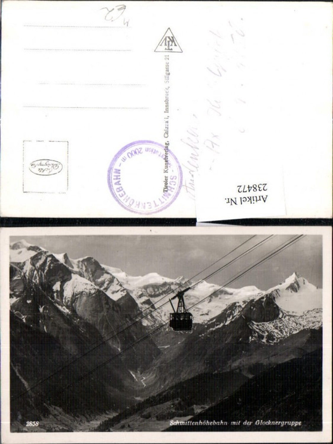 238472,Schmittenhöhebahn Seilbahn m. d. Glocknergruppe Bergkulisse