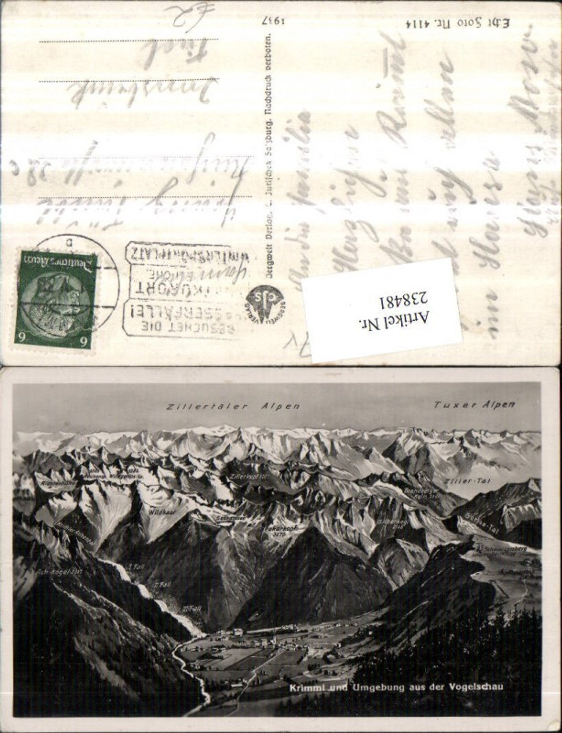 238481,Krimml u. Umgebung aus d. Vogelschau Totale Wasserfälle Alpen