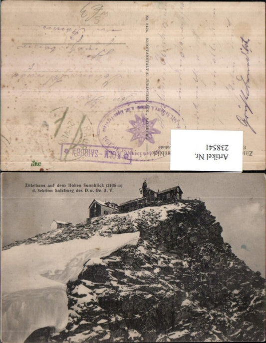 238541,Zittelhaus auf d. Hohen Sonnblick b. Rauris Postablage Kolm-Saigurn Stempel