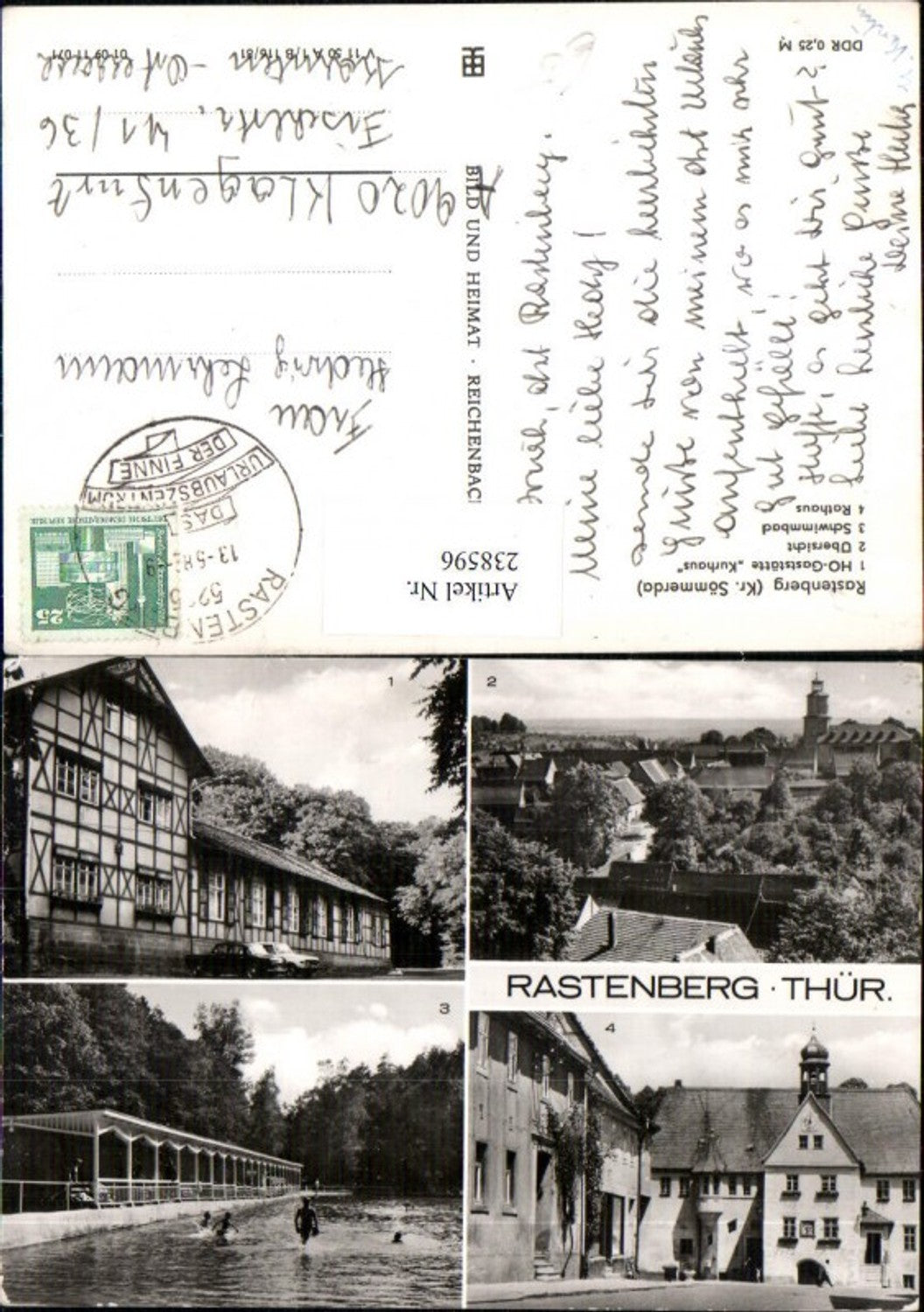 238596, Rastenberg in Thuringia, general view of the restaurant, spa, swimming pool, town hall, multi-view map