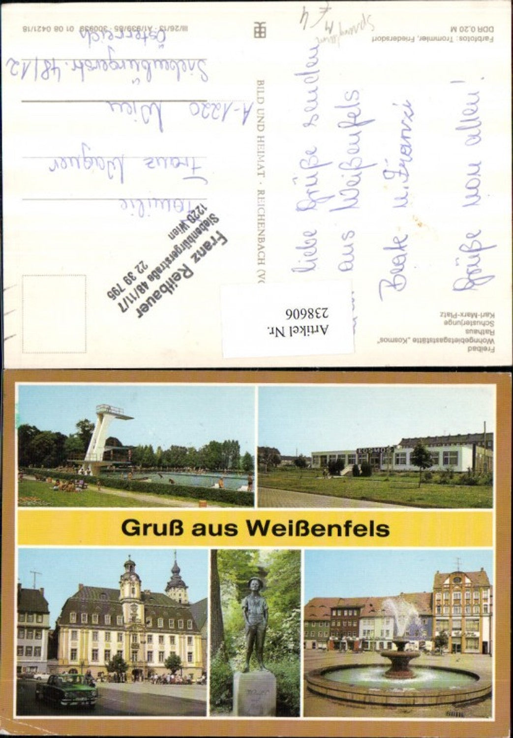 238606,Gruß aus Weißenfels Rathaus Karl-Marx-Platz Freibad Sprungturm Mehrbildkarte