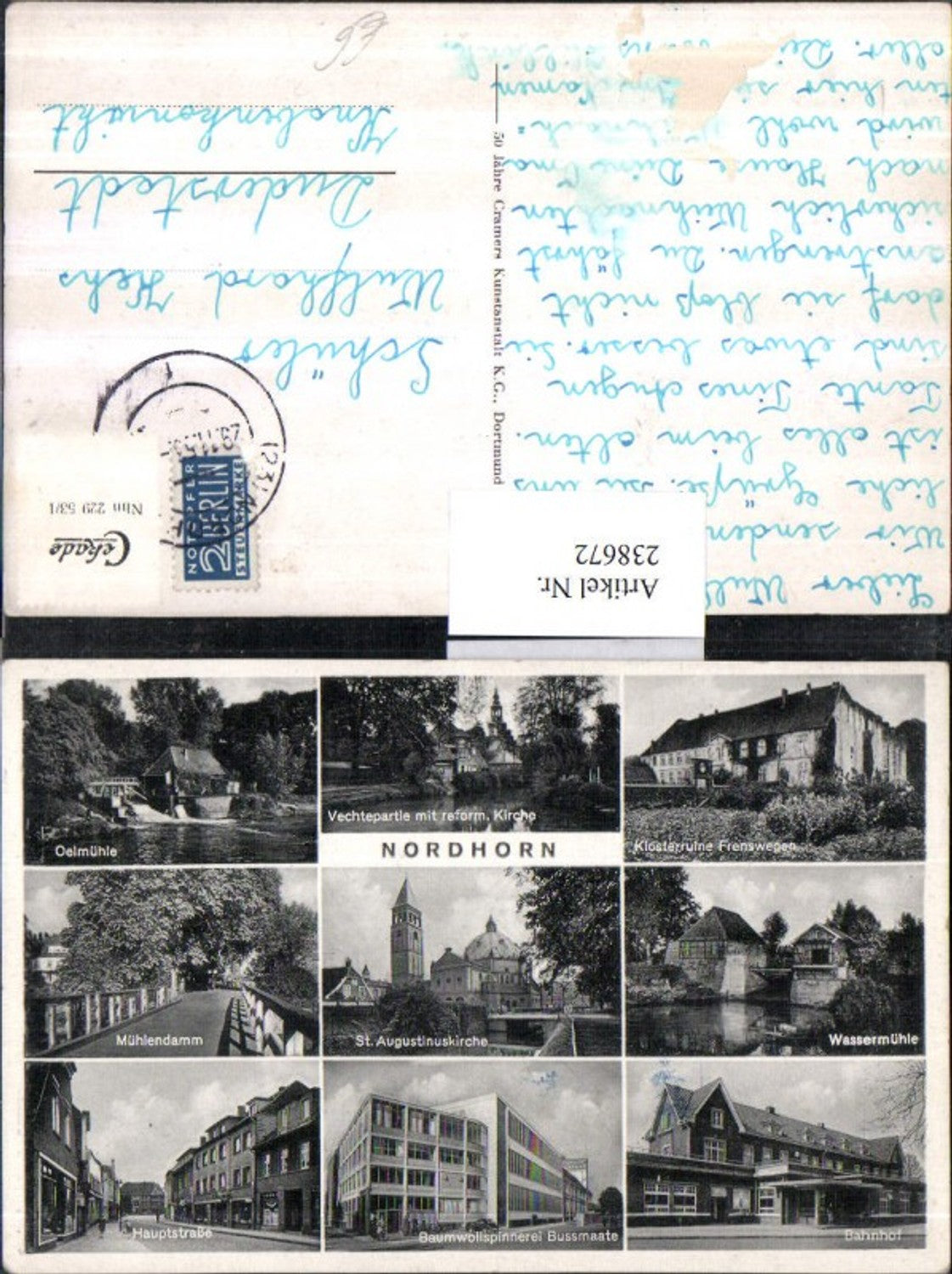 238672,Nordhorn Mühlendamm Hauptstraße Oelmühle Wassermühle Bahnhof Mehrbildkarte