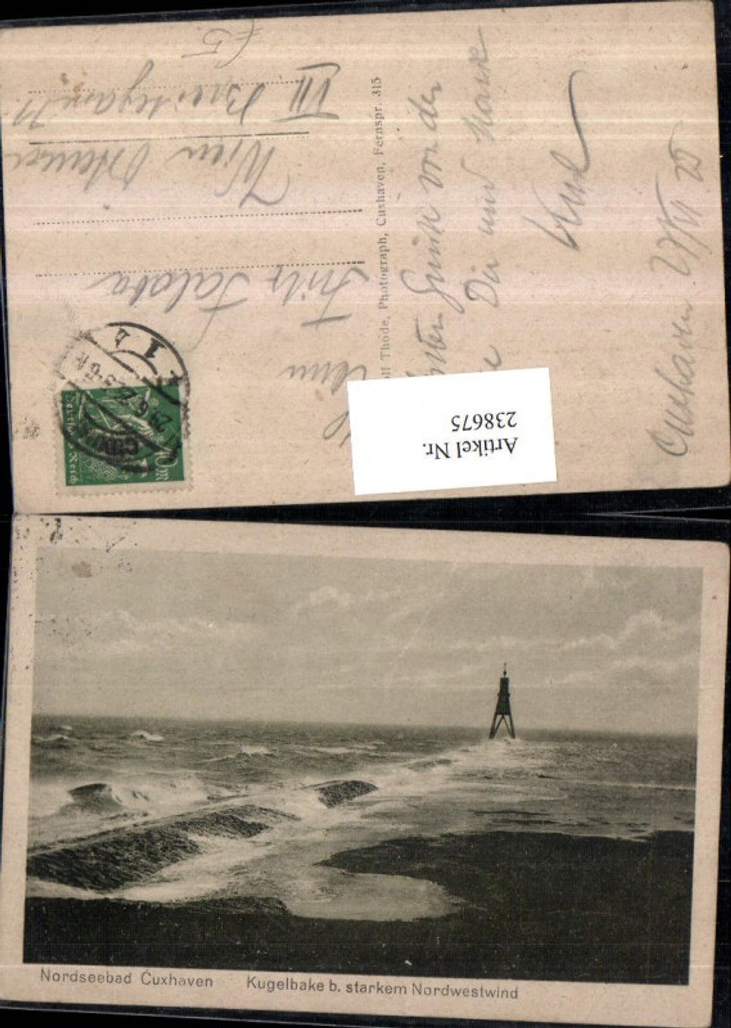 238675,Nordseebad Cuxhaven Kugelbake b. Starkem Nordwestwind Wellen