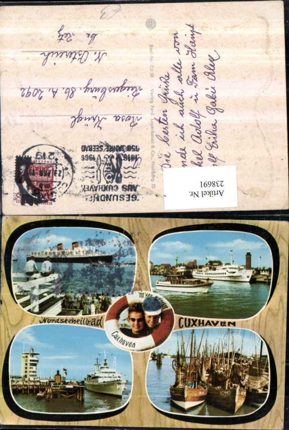 238691,Nordseebad Cuxhaven Dampfer Schiffe Segelschiffe Rettungsring Mehrbildkarte