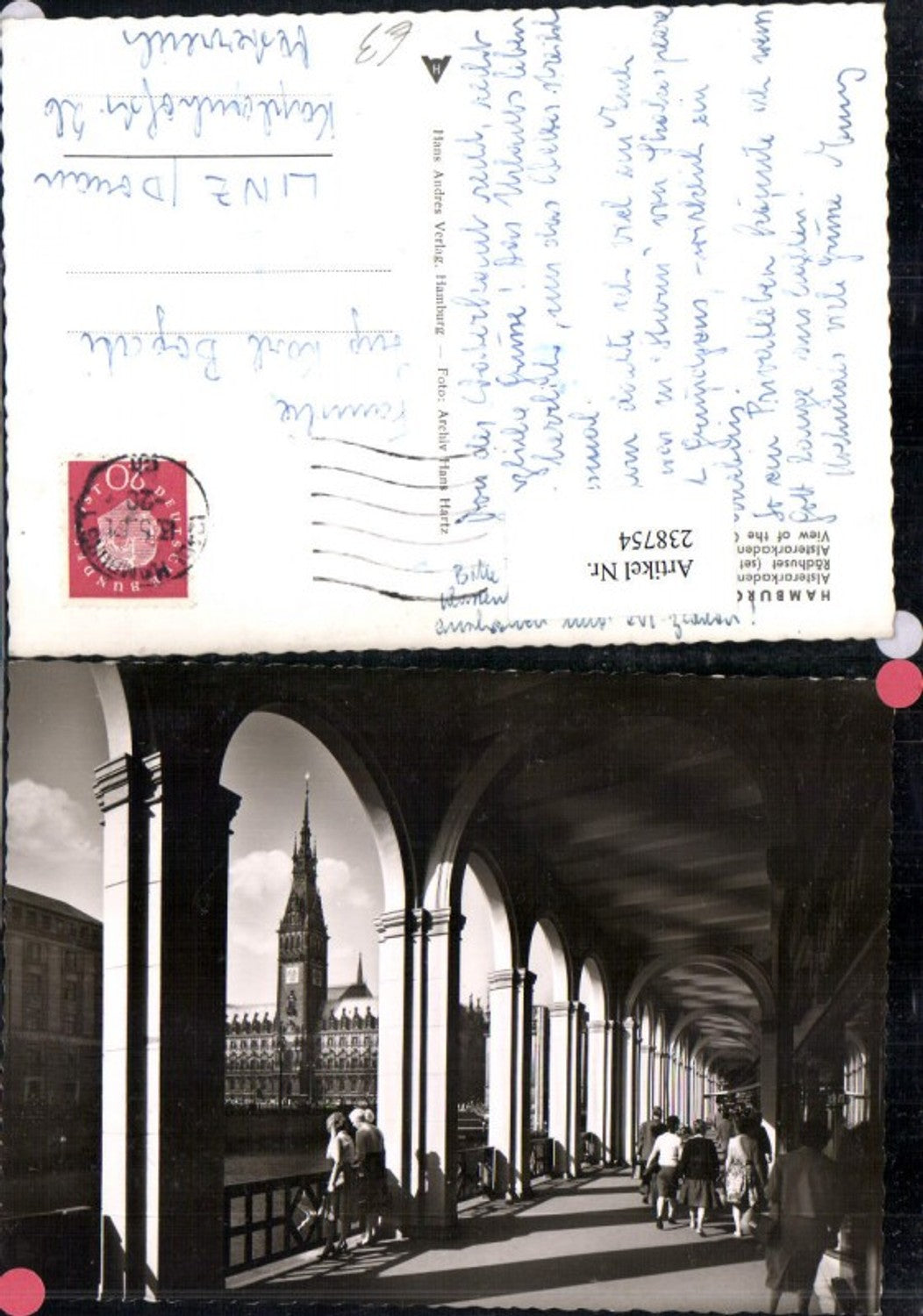 238754,Hamburg Alsterarkaden u. Rathaus