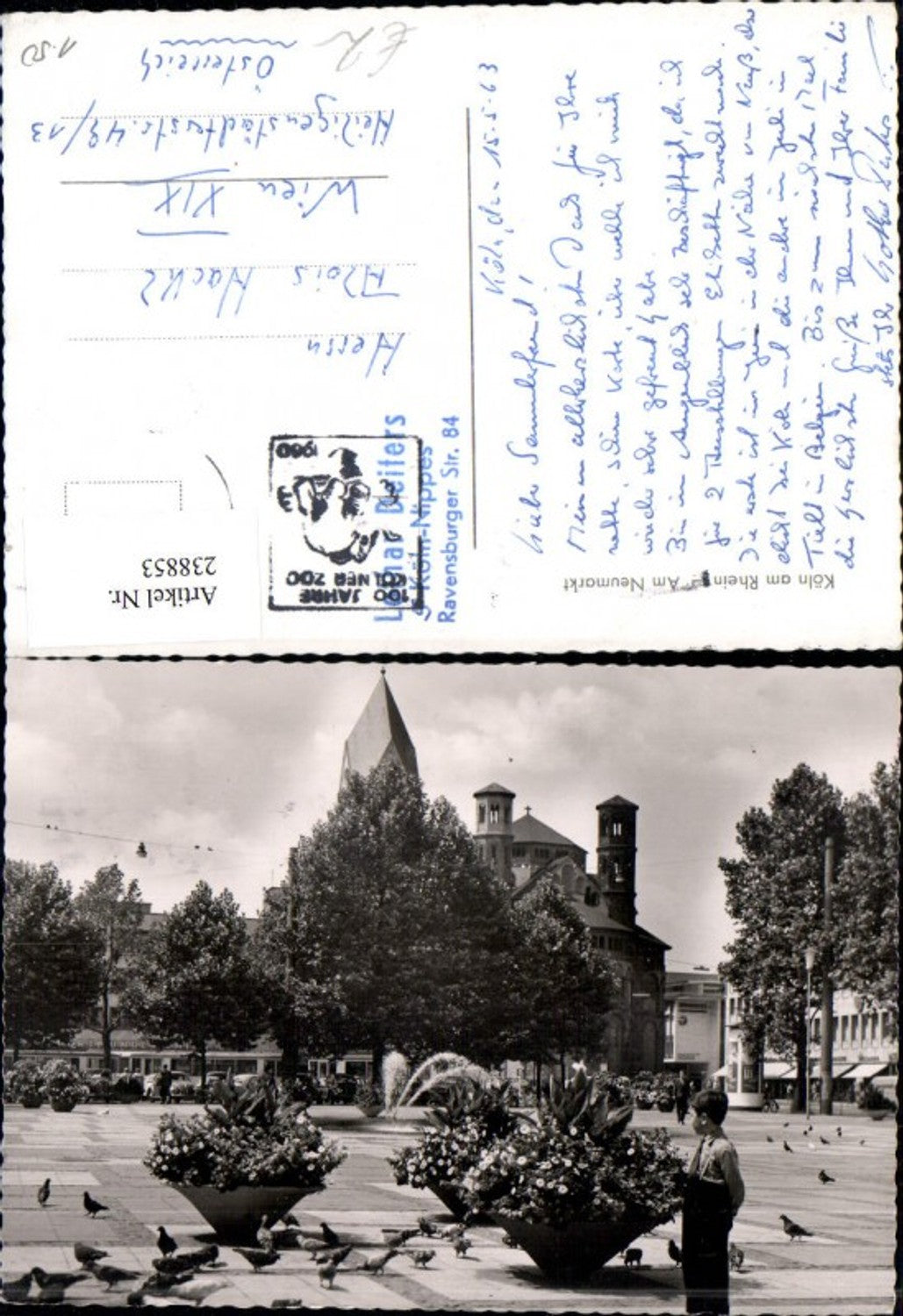 238853,Köln a. Rhein Am Neumarkt Kirche Springbrunnen