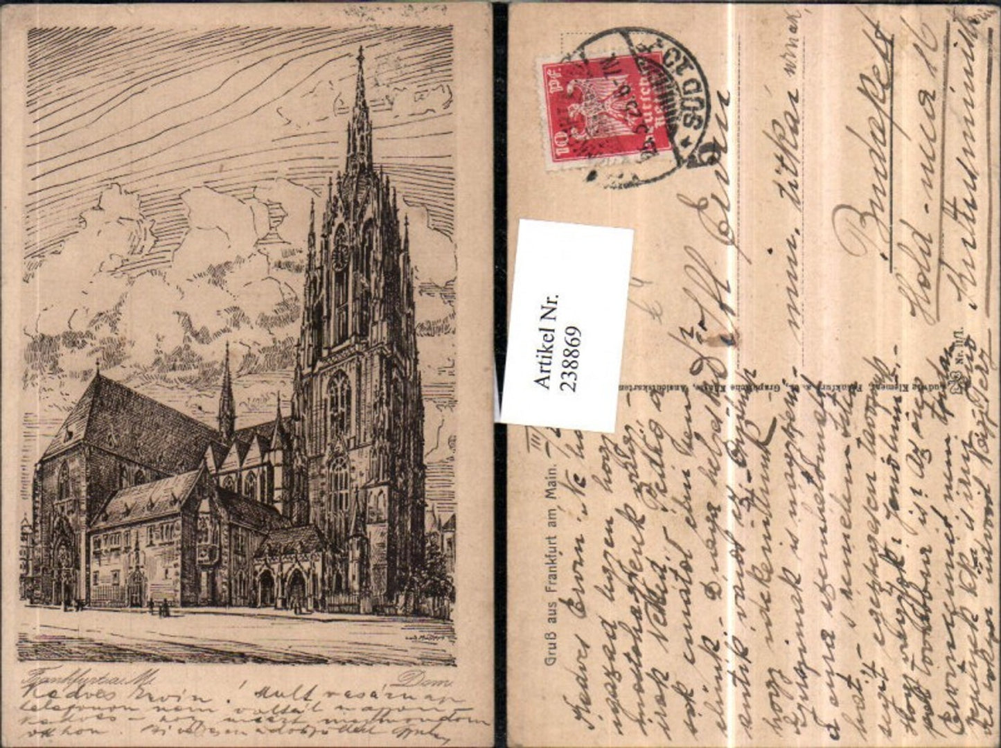 238869,Künstler AK Ludwig Müller Frankfurt a. Main Dom Kirche