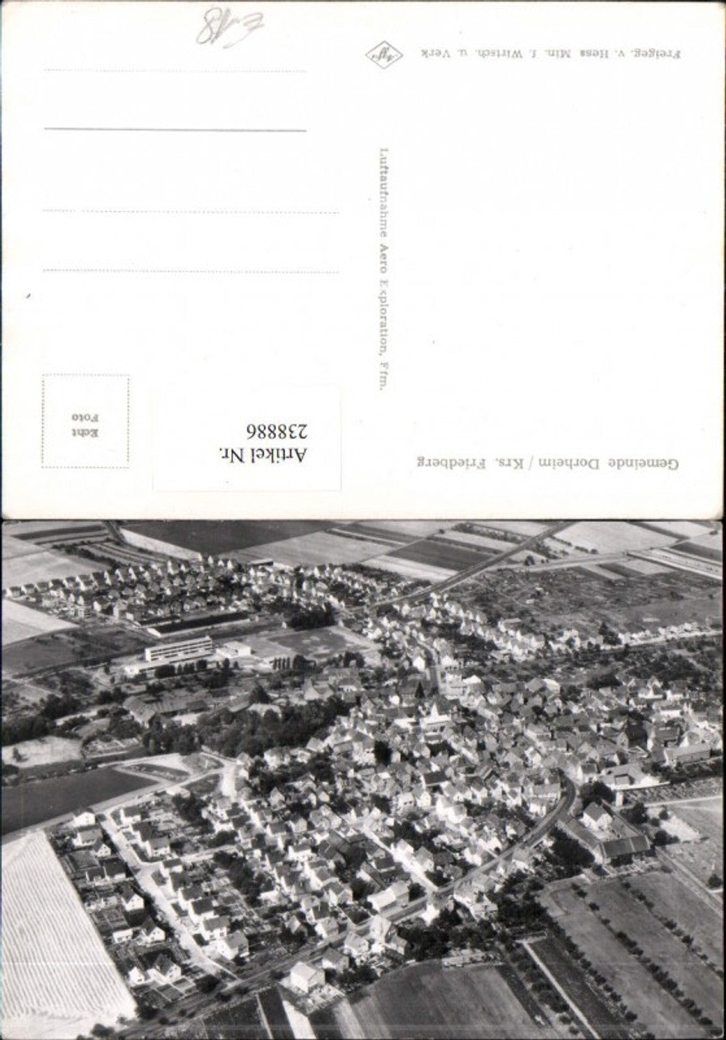 238886,Dorheim b. Friedberg Totale Fliegeraufnahme