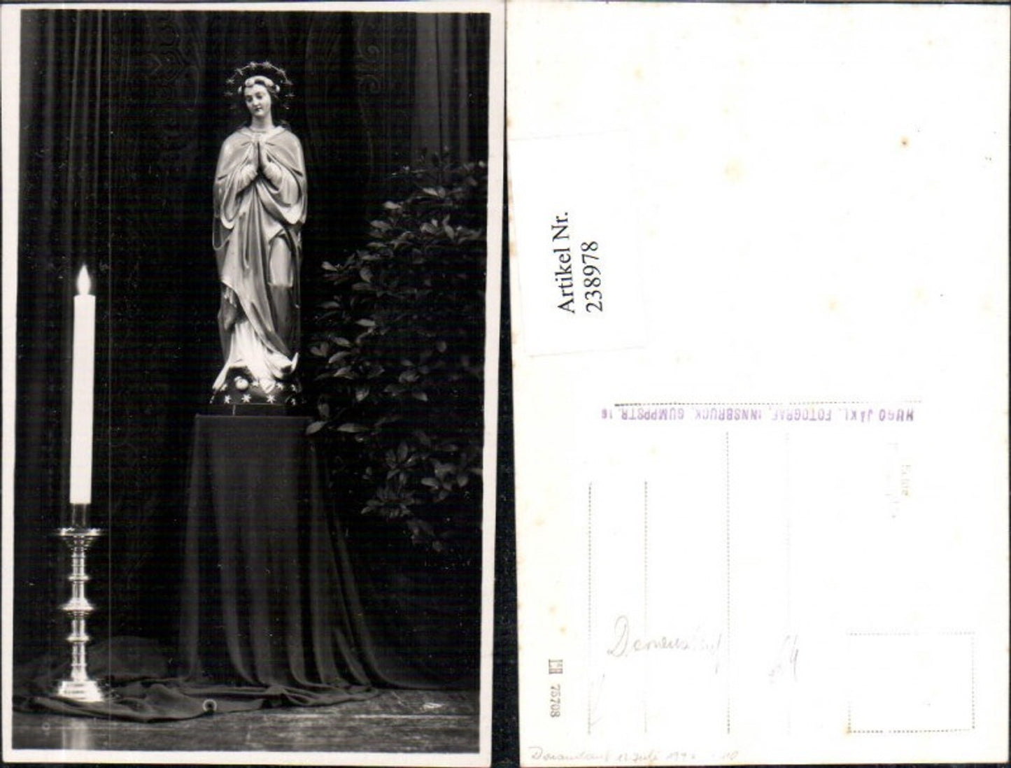 238978,Donaustauf Madonna Statue Kerze pub Hugo Jäkl Innsbruck
