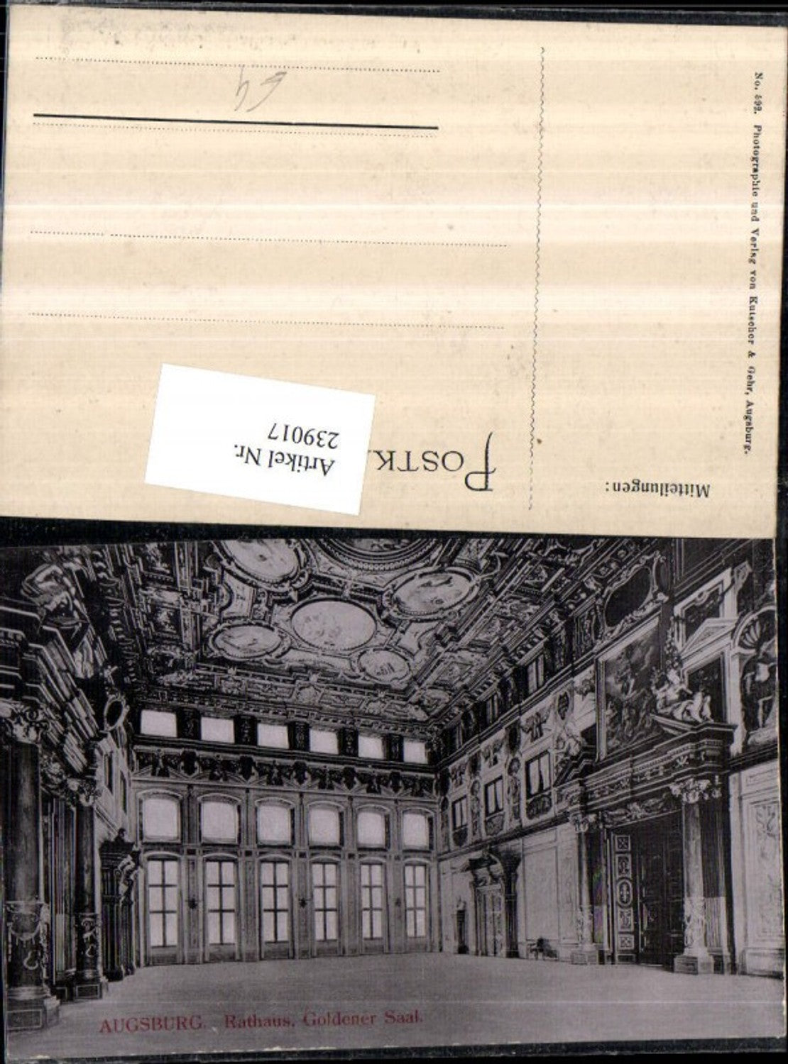 239017,Augsburg Rathaus Goldener Saal Innenansicht