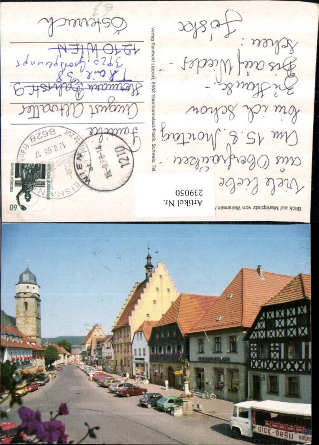 239050,Weimain in Oberfranken Marktplatz Rathaus Turm Straßenansicht