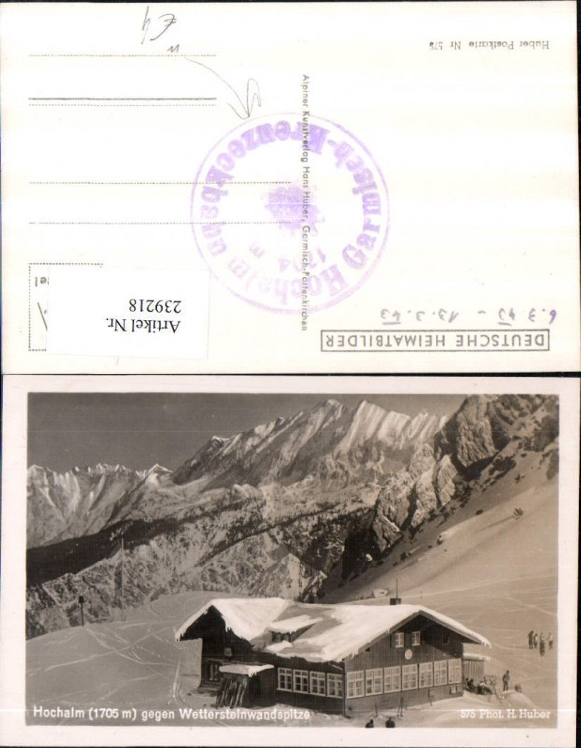 239218,Hochalm geg. Wettersteinwandspitze b. Garmisch Kreuzeckbach Winterbild