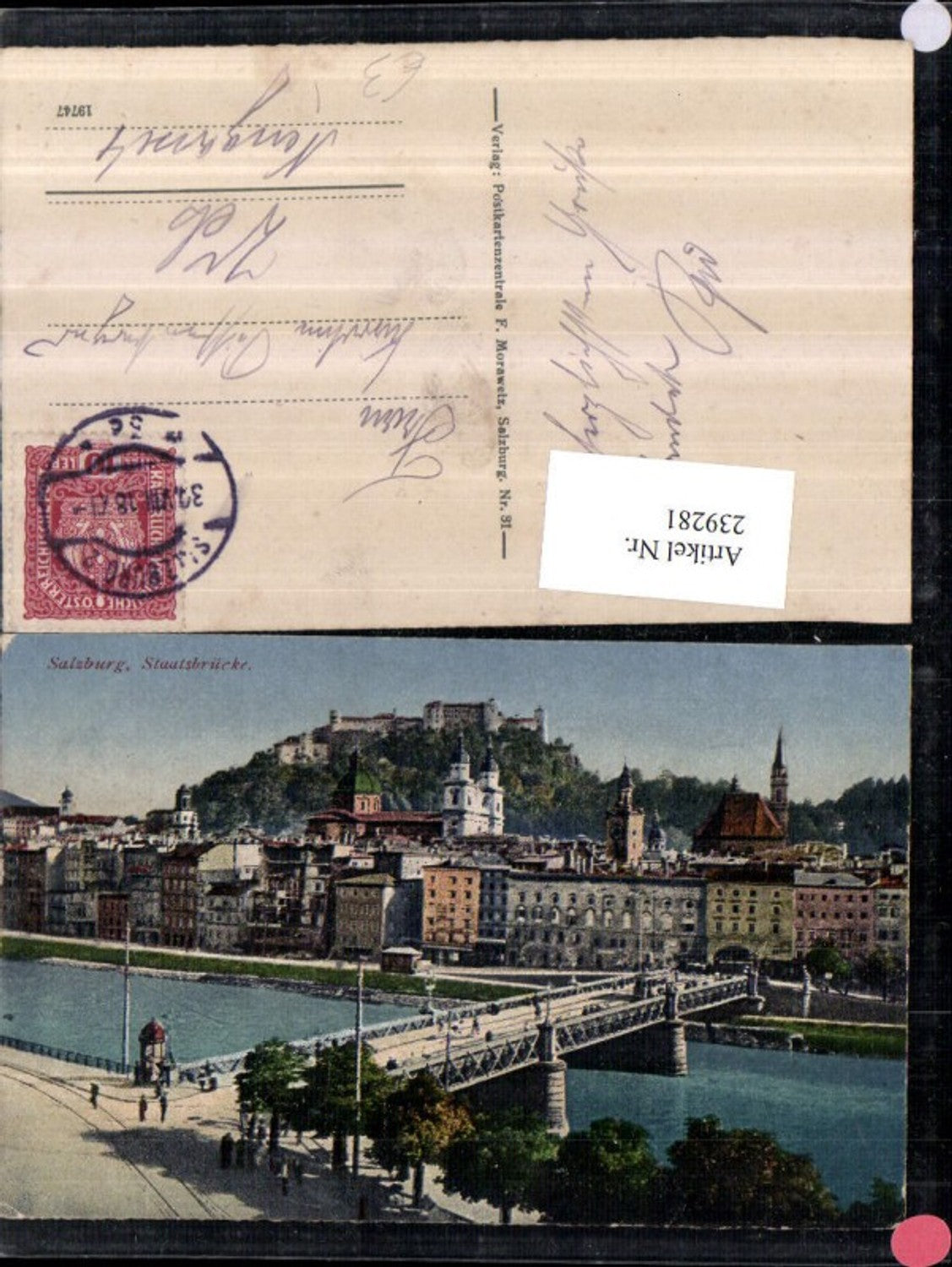 239281,Salzburg Staatsbrücke Brücke m. Festung