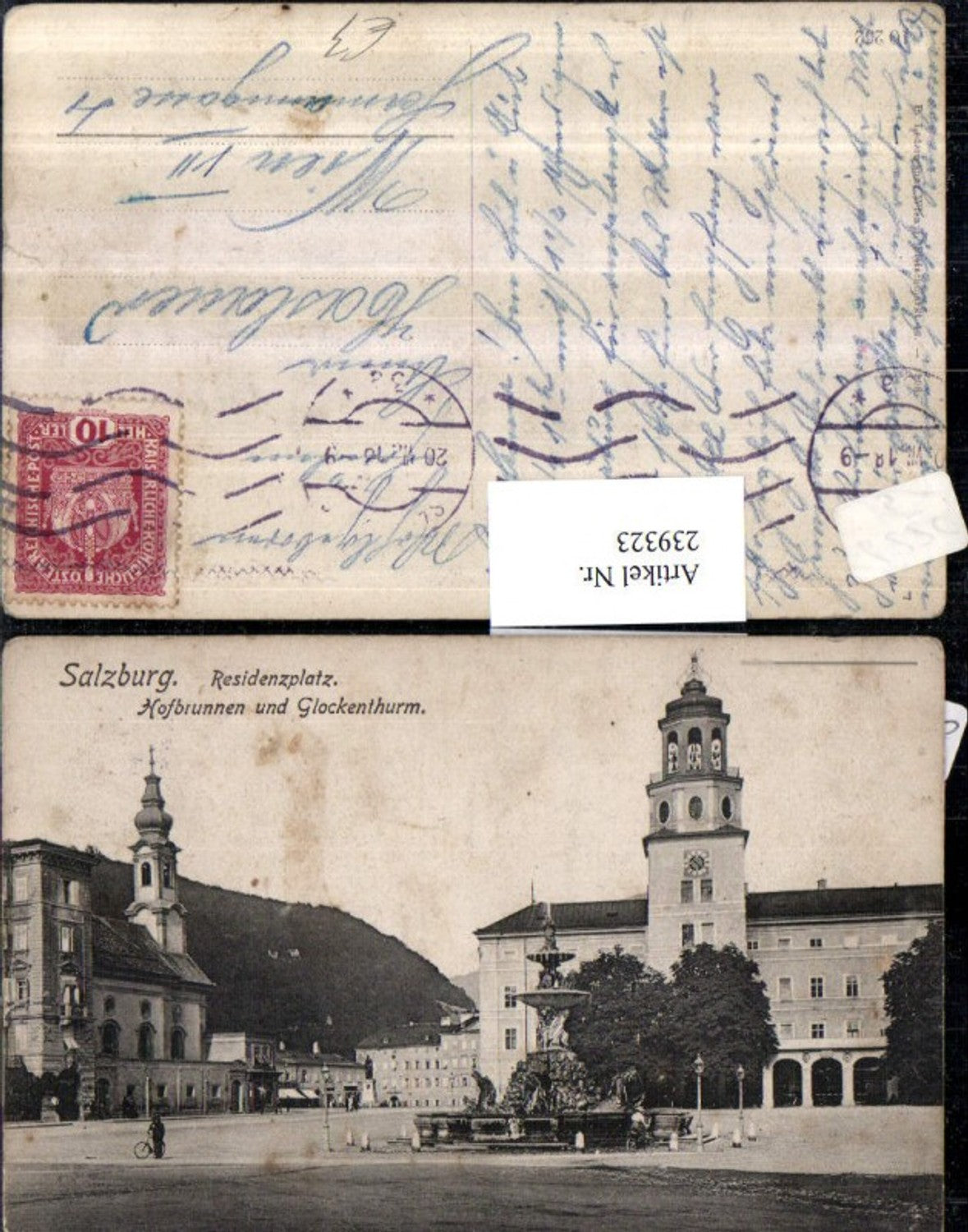 239323,Salzburg Residenzplatz Hofbrunnen u. Glockenturm Rathaus