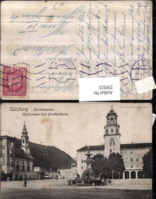 239323,Salzburg Residenzplatz Hofbrunnen u. Glockenturm Rathaus