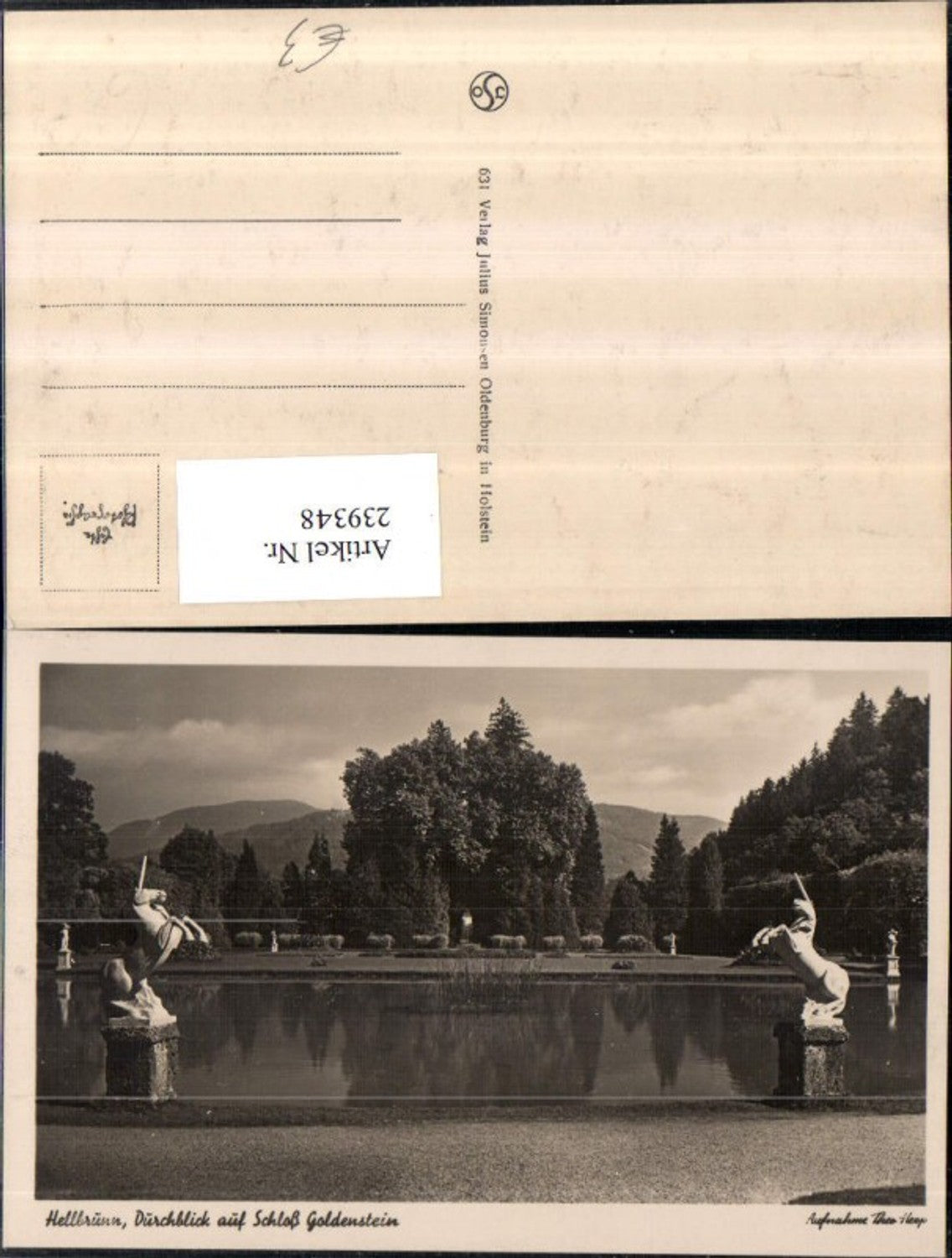 239348,Salzburg Hellbrunn Durchblick auf Schloss Goldenstein