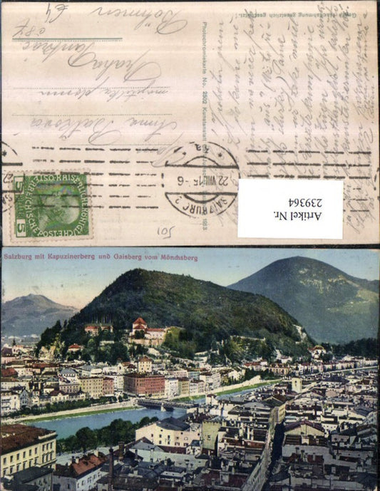 239364,Salzburg Totale m. Kapuzinerberg u. Gaisberg vom Mönchsberg