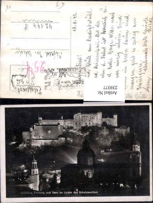 239377,Salzburg Festung u. Dom im Lichte des Scheinwerfers