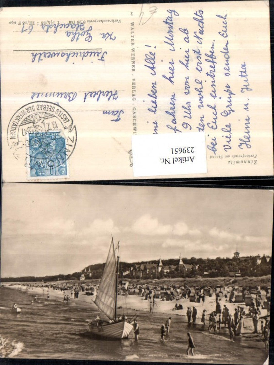 239651,Zinnowitz Ferienfreude am Strand Strandleben Segelboot